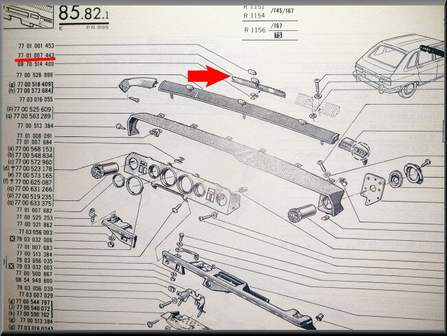 Ventilation flap (with chrome knob) – Renault 16 – OEM 7701007443
