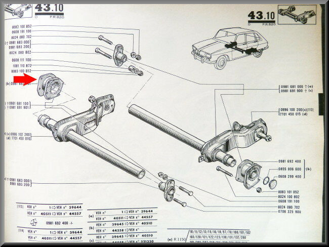 Caoutchouc de suspension essieu arrière droit – Renault 16 – OEM 0981692401 – NOS