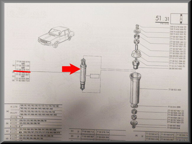 Amortisseurs arrière – Renault 12 – OEM 7700578724 – NOS