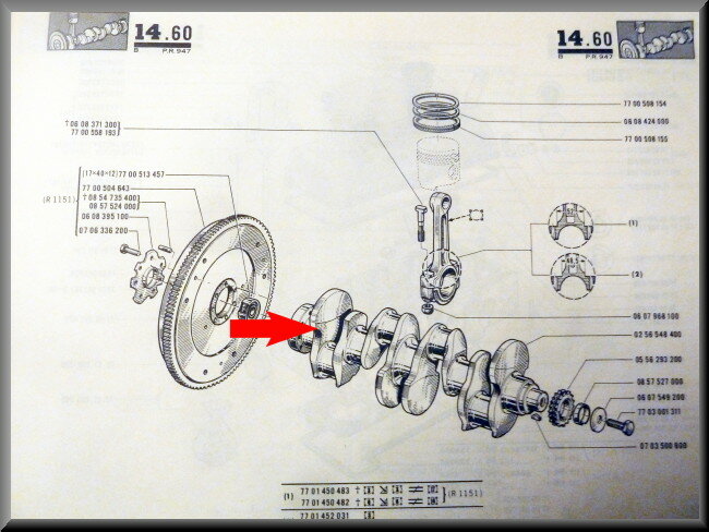 Crankshaft – Renault 16 TL, TS, TX – OEM 0256548400 – NOS