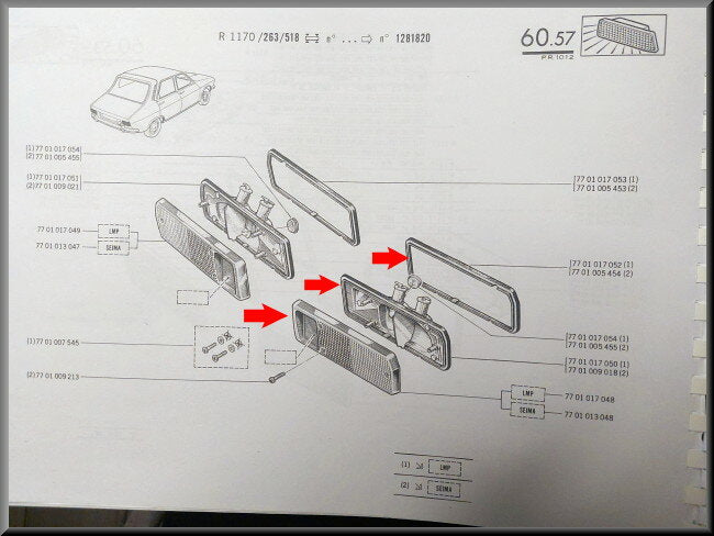 Rear light right with chrome rim (New Old Stock-Seima).