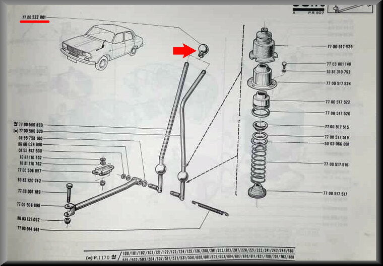 Bouton de levier de vitesse – Renault 12 – OEM 7700522001 – NOS
