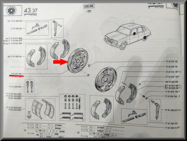 Remankerplaat links (Girling) – Renault 16 – OEM 7701014798