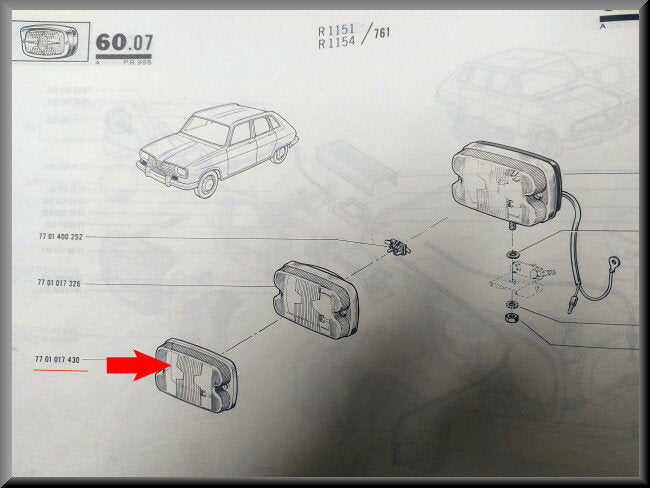 Verre de phare longue portée – Renault 16 TS – OEM 7701017430