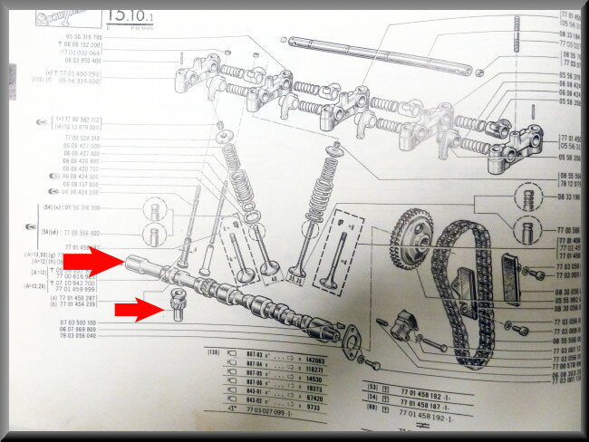 Nokkenas met ontstekingstandwiel – Renault 16 – OEM 7701450287 – NOS