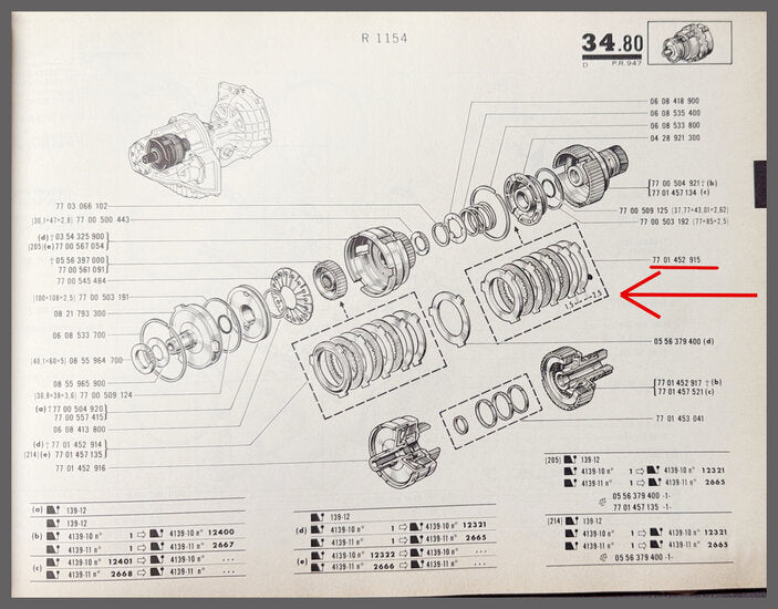 Koppelingsset automaatbak – Renault 16 – OEM 7701452915 – NOS