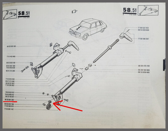 Frein à main pince – Renault 16 – OEM 0855681300
