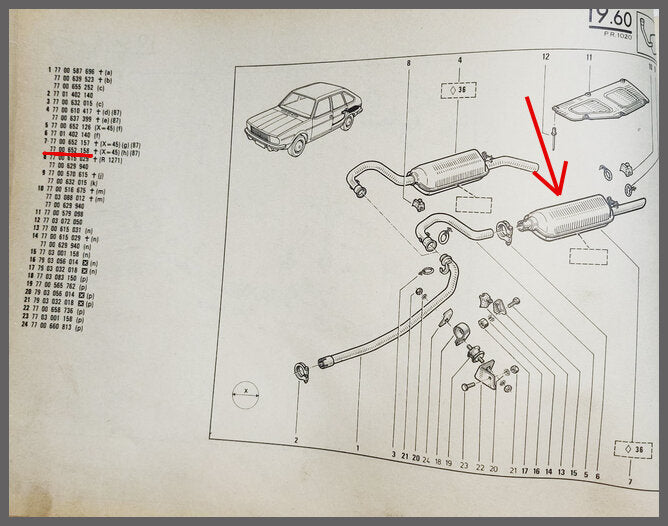 Uitlaat demper – Renault 20 – Renault 30 - OEM 7700652157 - 7700652158 – NOS