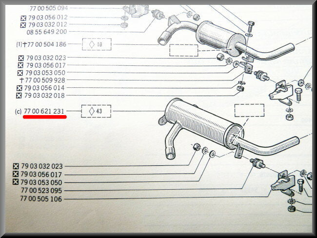 Middendemper RVS – Renault 16 > 1972 – OEM 7700621231A
