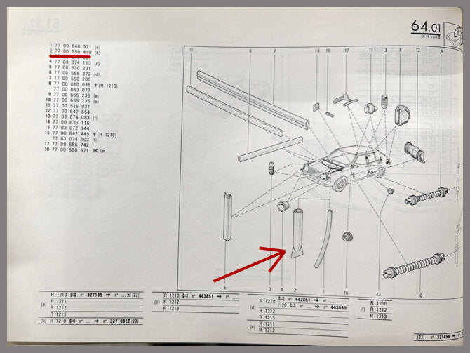 Afwateringsslang paravan – Renault 14 – OEM 7700590410 – NOS