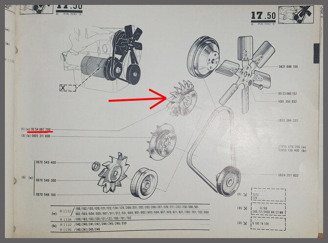 Nokkenas poelie – Renault 8 – Renault 10 - OEM 0854887700 - 7701006407 – NOS