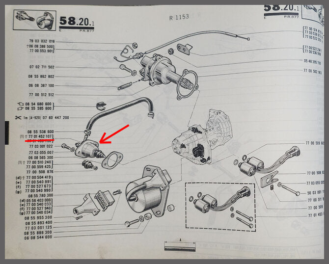 Vacuüm klep automaatbak – Renault 16 TL, TS – OEM 7701452107 – NOS