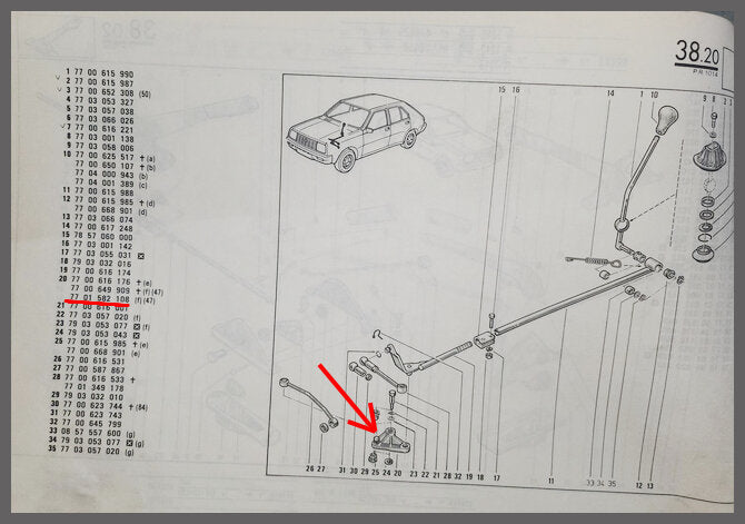 Commando plaat schakelmechanisme – Renault 14 – OEM 7701582108 – NOS