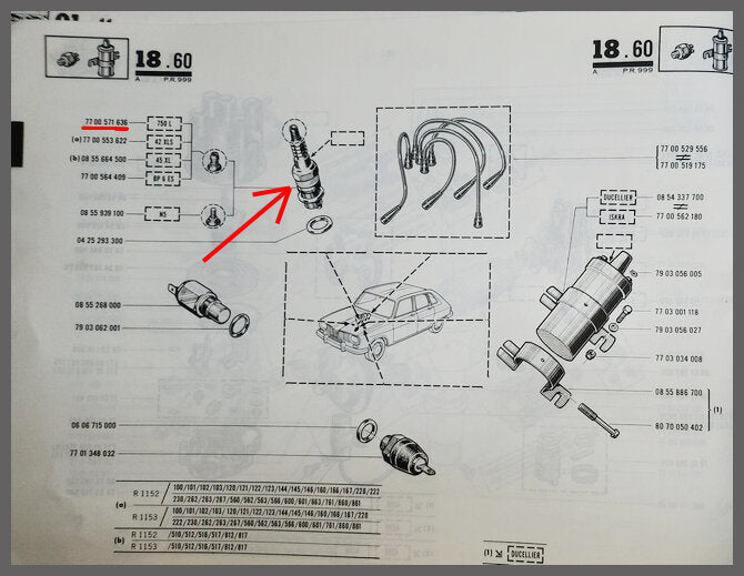 Spark plug – Renault 16 L-TL – OEM 7700571636