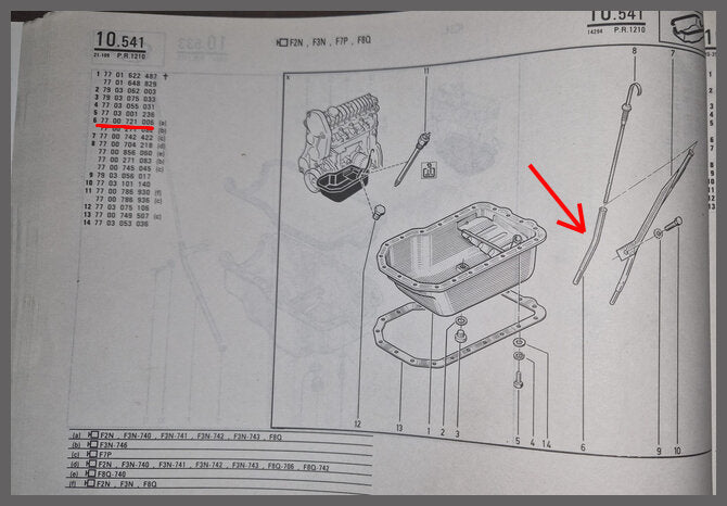 Oliepeilstok buis – Renault 19 – OEM 7700721006 – NOS