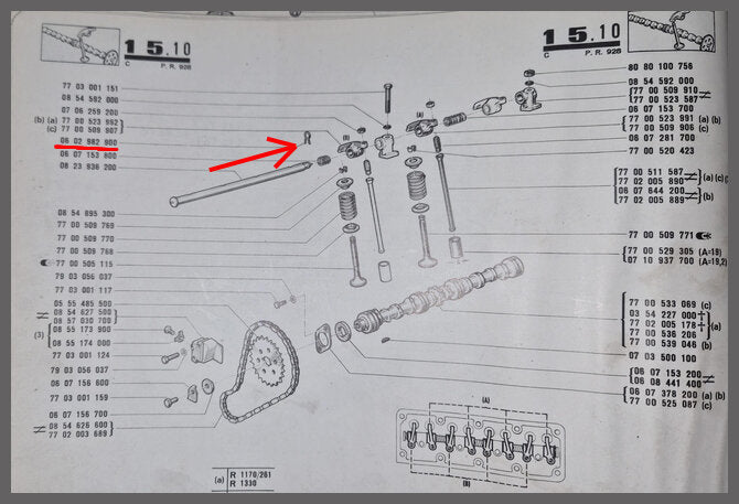 Retaining spring rocker arm – Renault 12 – OEM 0602982900