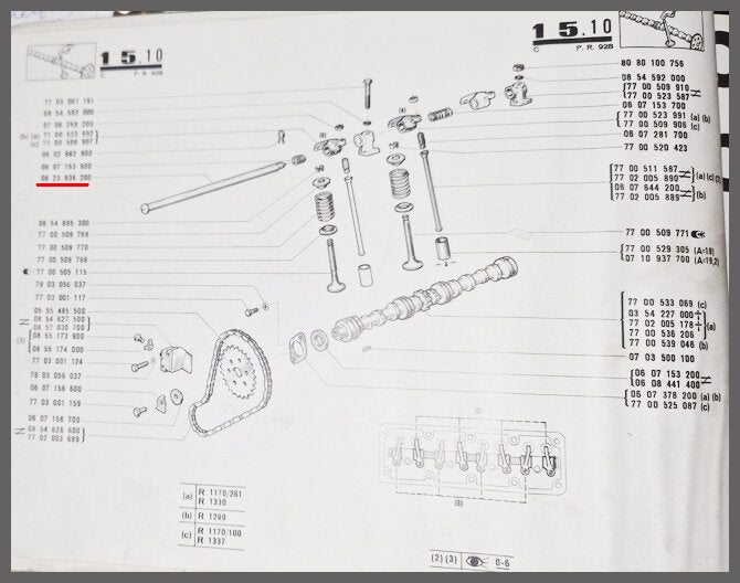 Arbre de culbuteurs – Renault 12 – OEM 0823936200