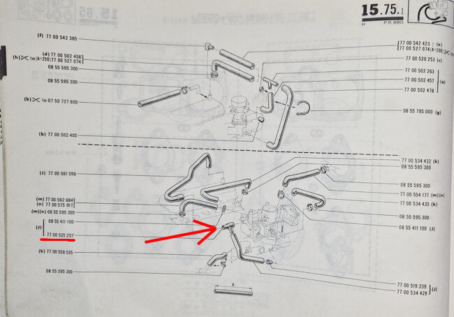 T-stuk carterventilatie systeem – Renault 16 – Renault 12 - Renault diverse - OEM 7700525257
