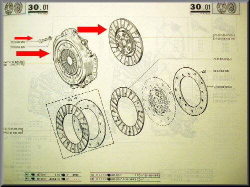 Kit d'embrayage 215 mm – Renault 12 Gordini - Renault 17 Gordini - OEM 7700502795 / 7700586960