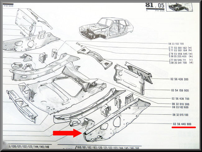 Chassisplaat links – Renault 16 – OEM 0256440900