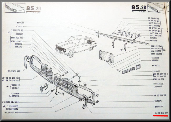 Cache chromé calandre gauche – Renault 16 – OEM 0428673200