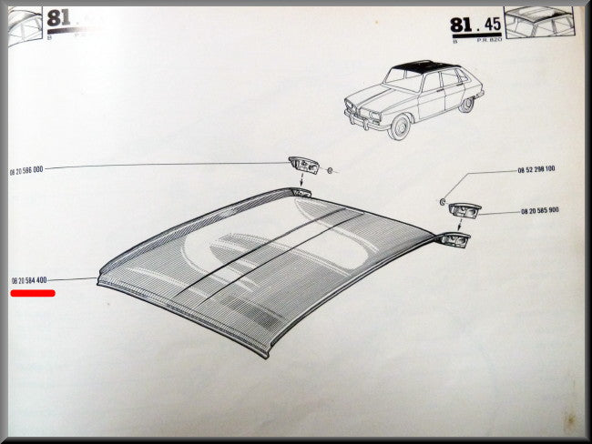 Tôle de pavillon – Renault 16 – OEM 0820584400