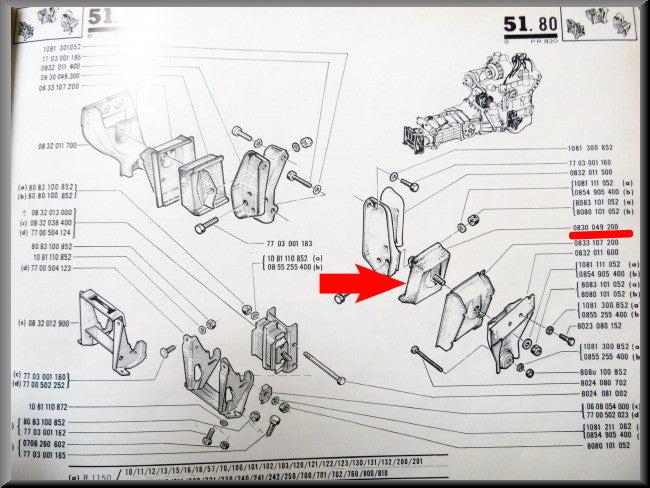 Support moteur gauche – Renault 16 – OEM 0830049200