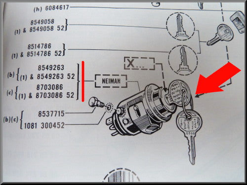 Contacteur de démarrage – Renault 16 (1967 - 1973) – OEM 0854926300 – Occasion