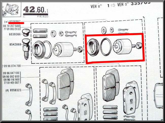 Brake caliper repair kit with piston 48 mm – Renault 16 (1150) – OEM 0855696200