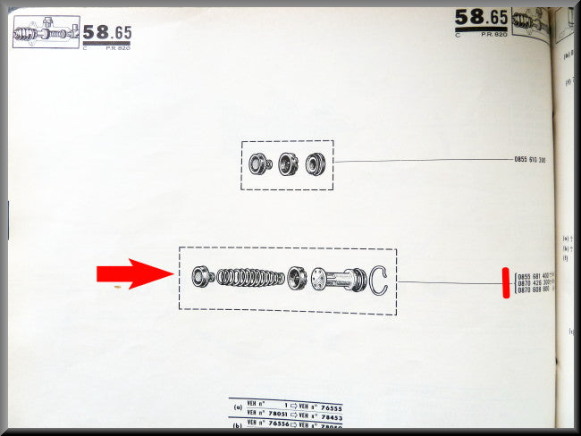Kit de réparation maître-cylindre – Renault 16 (1150) – OEM 0870608800