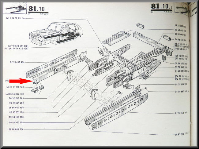 Chassisbalk rechts – Renault 16 – OEM 0993050800