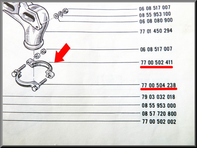 Pince collecteur (69 mm) – Renault 16 TS, Renault 16 TX < 1975 – OEM 7700502411 / 7700504238