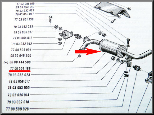 Silencieux intermédiaire – Renault 16 TS (1151) – OEM 7700504186