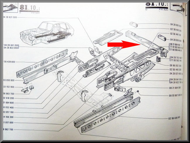Poutre arrière – Renault 16 – OEM 7700506446