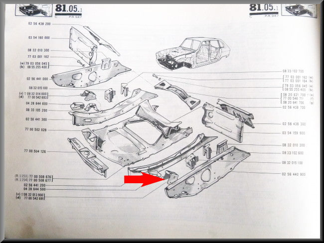 Renfort de longeron sous-châssis gauche – Renault 16 – OEM 7700542691