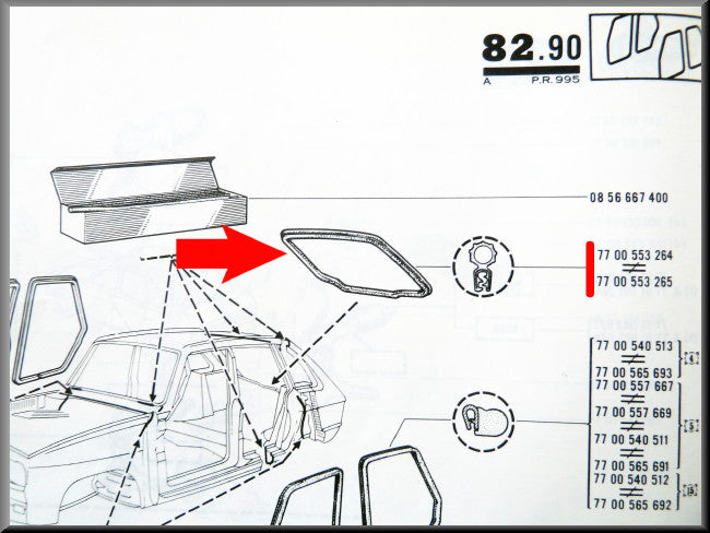Trunk rubber – Renault 16 – OEM 7700553264