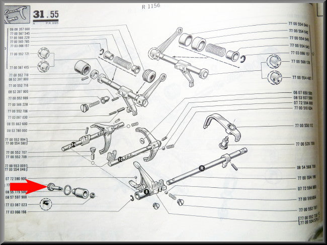Entraînement câble compteur (5 vitesses) – Renault 16 – OEM 7700547101