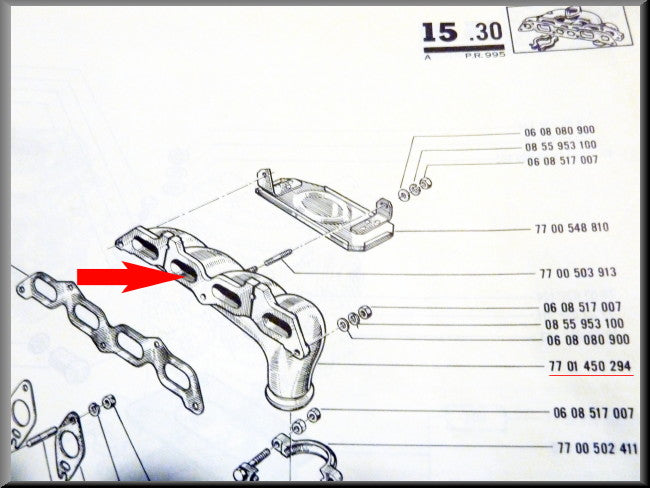 Spruitstuk – Renault 16 TS, TX (tot 1976) – OEM 7701450294