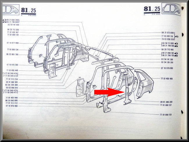 Montant latéral gauche – Renault 16 – OEM 7701000137