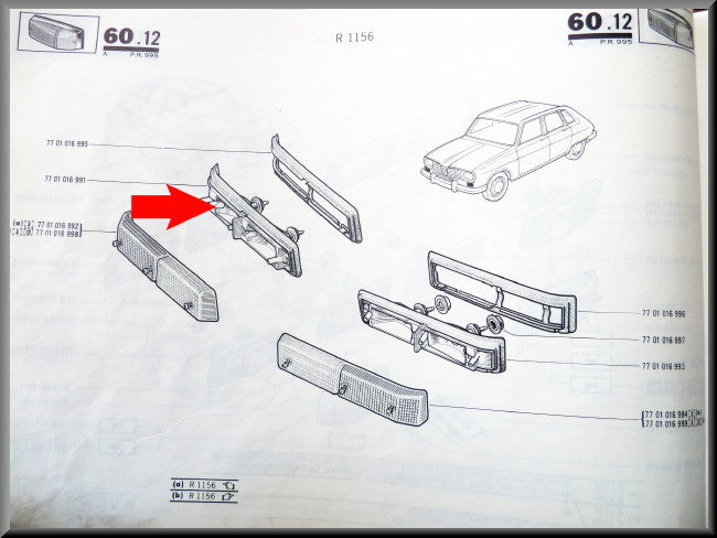 Clignotant avant droit avec joint – Renault 16 TX – Renault 5 Turbo - OEM 7701016991