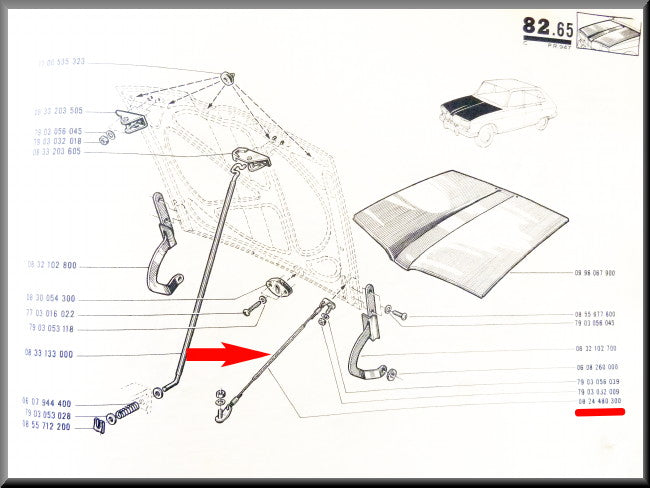 Hood cable – Renault 16 – OEM 0824480300