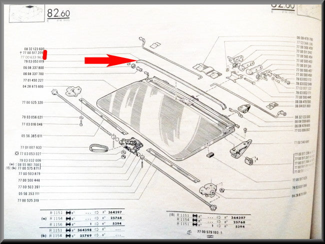 Sunroof dust seal – Renault 16 – Renault 18 - Renault 20-30 - OEM 7700633963