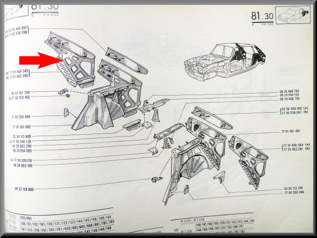 Binnenscherm rechts achter – Renault 16 – OEM 7701453292