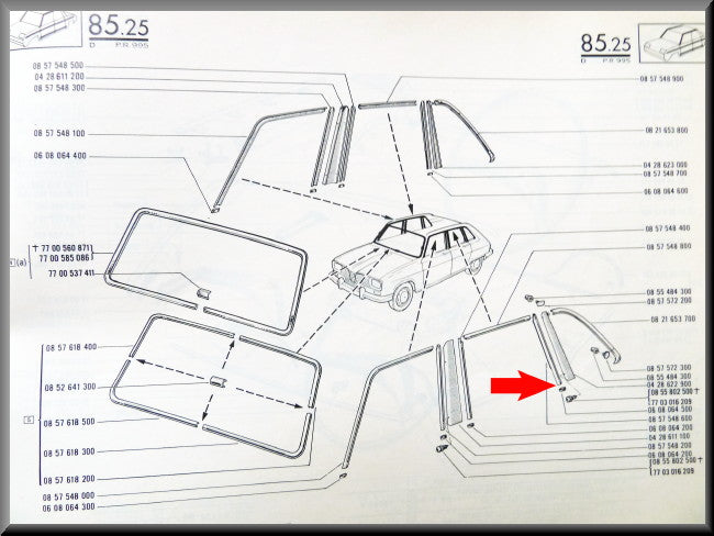 Agrafe pour jonc chromé de portière arrière gauche (à côté du montant C) – Renault 16 – OEM 7700648457 / 0608064500 – Occasion
