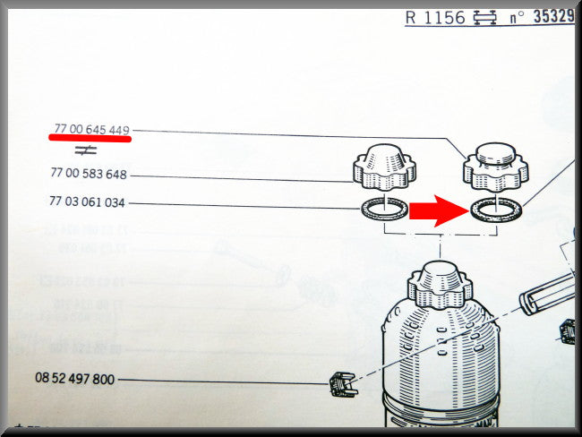 Dop en pakking expansievat – Renault 16 – OEM 7700645449
