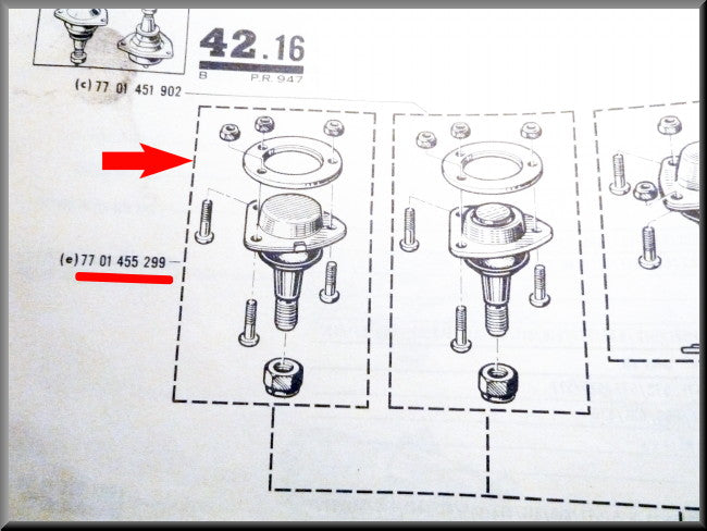 Rotule de suspension supérieure – Renault 16 – OEM 7701455299