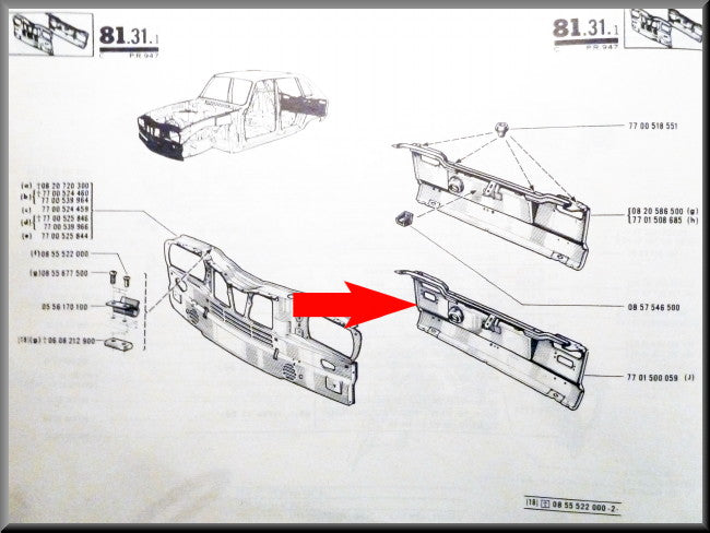 Rear panel – Renault 16 TS < 1972 – OEM 7701500059