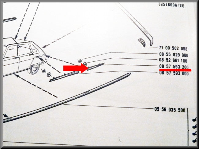 Baguette chromée – Renault 16 (1150 et TS <1970) – OEM 0857593200