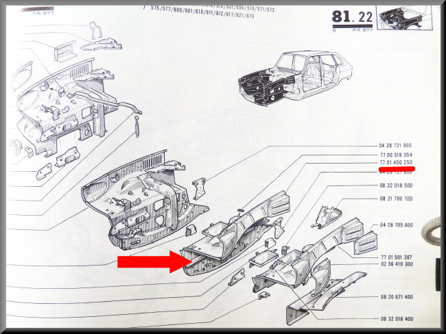 Binnenscherm met balken links – Renault 16 – OEM 7701450250