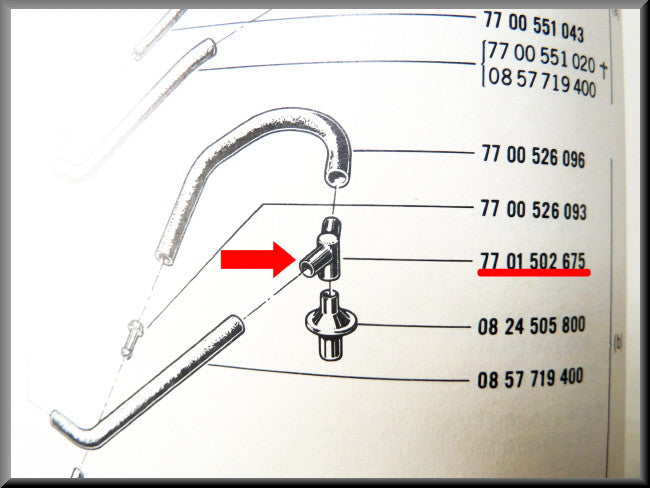 Pièce en Y pour système de ventilation du carter - Renault 5 - Renault 15 - Renault 16 L-TL - 7701502675